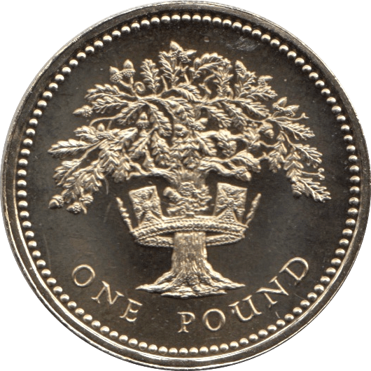 1987 ONE POUND £1 ENGLISH OAK BRILLIANT UNCIRCULATED BU - £1 BU - Cambridgeshire Coins