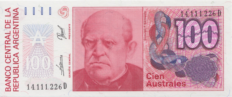1988 100 AUSTRALES BANKNOTE ARGENTINA REF 547 - World Banknotes - Cambridgeshire Coins