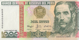 1988 1000 INTIS BANCO CENTRAL DE RESERVA DEL PERU PERU BANKNOTE REF 22 - World Banknotes - Cambridgeshire Coins
