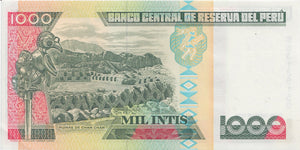 1988 1000 INTIS BANKNOTE PERU REF 1079 - World Banknotes - Cambridgeshire Coins