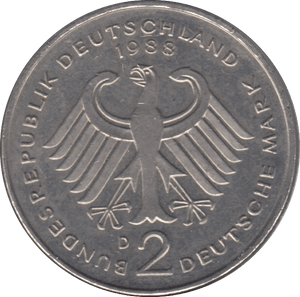 1988 2 DEUTSCHE MARK GERMANY - WORLD COINS - Cambridgeshire Coins