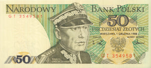 1988 BANK OF POLAND 50 ZLOTY BANKNOTE REF 1306 - World Banknotes - Cambridgeshire Coins
