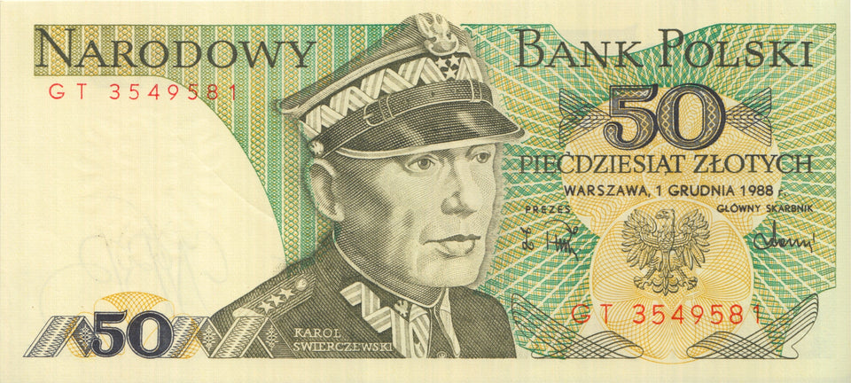 1988 BANK OF POLAND 50 ZLOTY BANKNOTE REF 1306 - World Banknotes - Cambridgeshire Coins