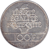 1988 FRANCE 100 FRANCS FRATERNITY SILVER .90 - SILVER WORLD COINS - Cambridgeshire Coins