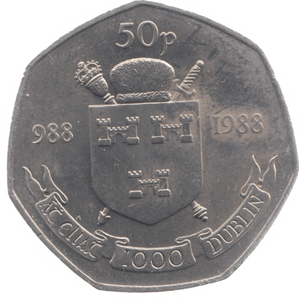1988 IRELAND FIFTY PENCE - WORLD COINS - Cambridgeshire Coins