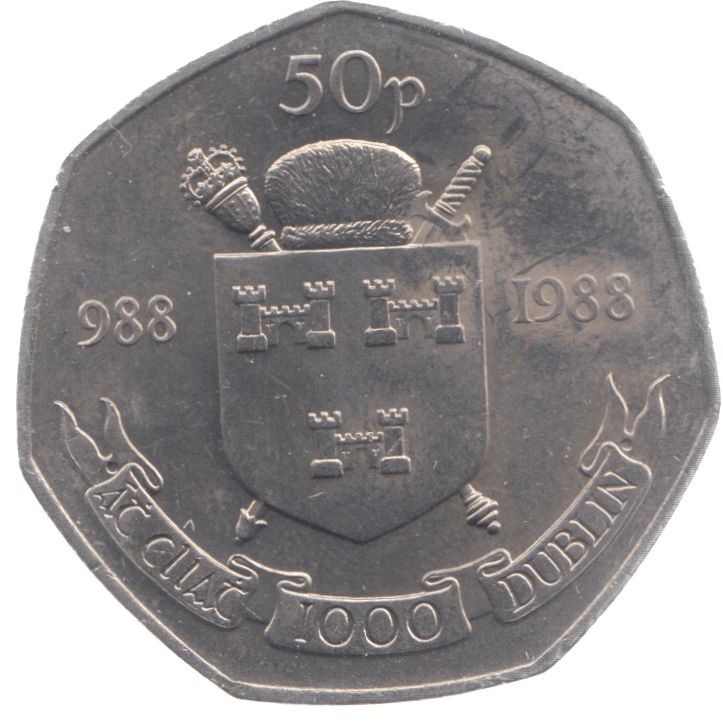 1988 IRELAND FIFTY PENCE - WORLD COINS - Cambridgeshire Coins