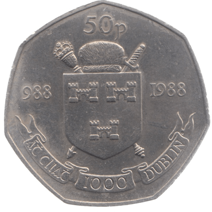 1988 IRELAND FIFTY PENCE - WORLD COINS - Cambridgeshire Coins