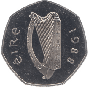 1988 IRELAND FIFTY PENCE - WORLD COINS - Cambridgeshire Coins