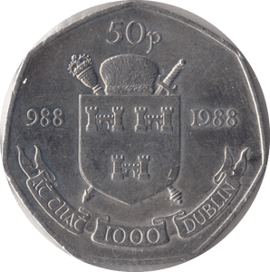 1988 IRELAND FIFTY PENCE - WORLD COINS - Cambridgeshire Coins