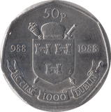 1988 IRELAND FIFTY PENCE - WORLD COINS - Cambridgeshire Coins