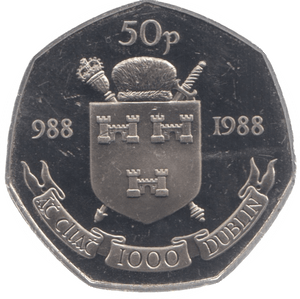 1988 IRELAND FIFTY PENCE - WORLD COINS - Cambridgeshire Coins
