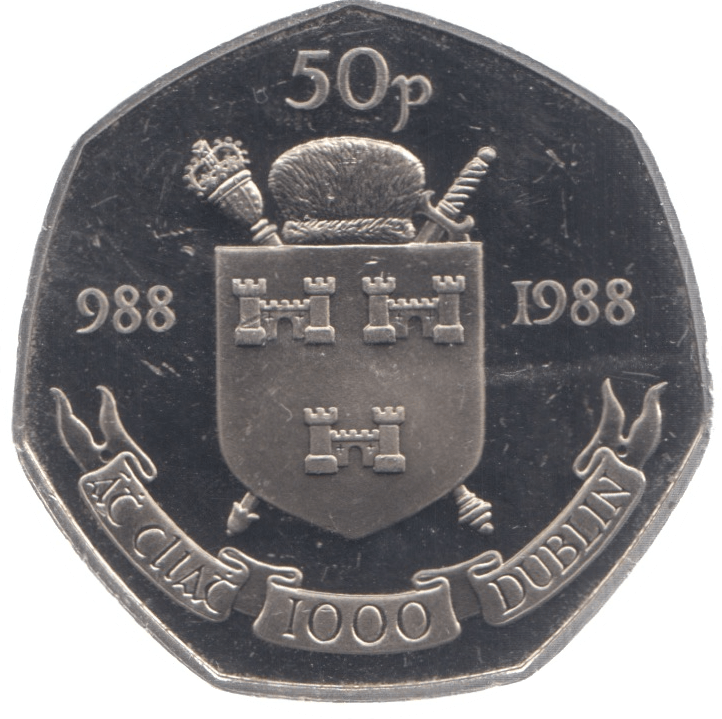 1988 IRELAND FIFTY PENCE - WORLD COINS - Cambridgeshire Coins