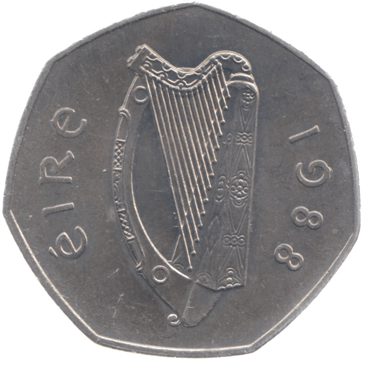 1988 IRELAND FIFTY PENCE - WORLD COINS - Cambridgeshire Coins