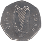 1988 IRELAND FIFTY PENCE - WORLD COINS - Cambridgeshire Coins