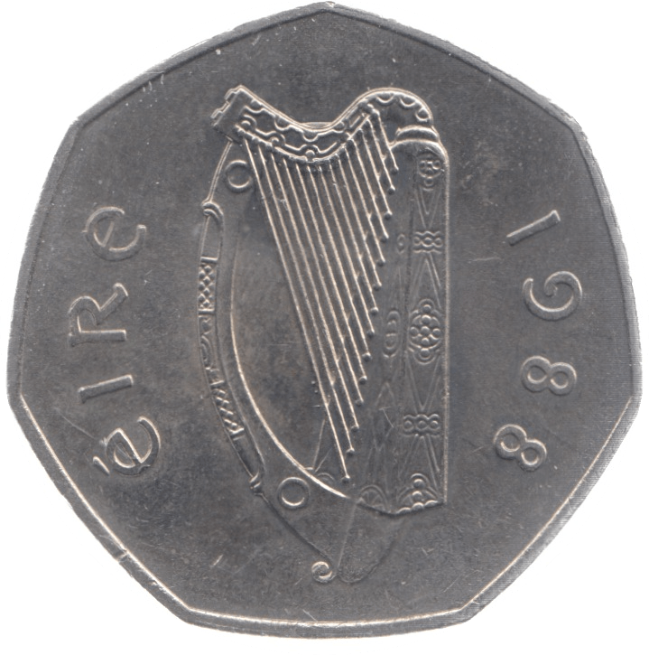 1988 IRELAND FIFTY PENCE - WORLD COINS - Cambridgeshire Coins
