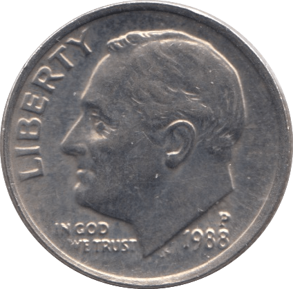 1988 ONE DIME USA PHILADELPHIA MINT - SILVER WORLD COINS - Cambridgeshire Coins