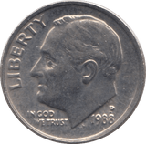 1988 ONE DIME USA PHILADELPHIA MINT - SILVER WORLD COINS - Cambridgeshire Coins