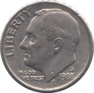 1988 ONE DIME USA - SILVER WORLD COINS - Cambridgeshire Coins