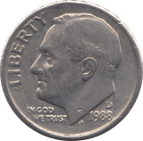 1988 ONE DIME USA - SILVER WORLD COINS - Cambridgeshire Coins