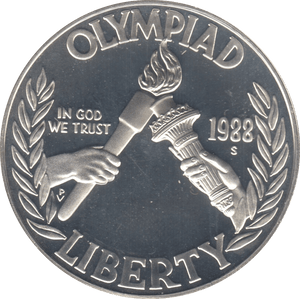 1988 SILVER PROOF OLYMPIAD DOLLAR USA - SILVER WORLD COINS - Cambridgeshire Coins