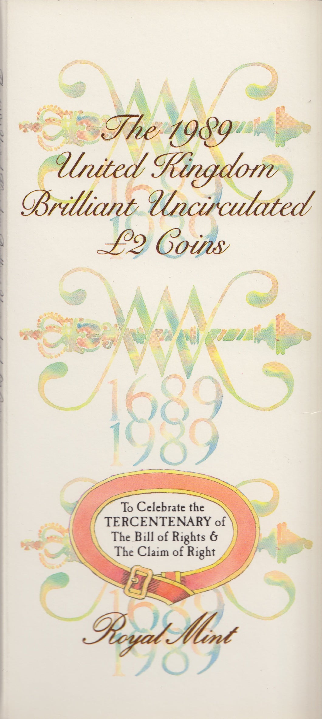 1989 £2 UNCIRCULATED PRESENTATION PACK BILL CLAIM OF RIGHTS - £2 BU PACK - Cambridgeshire Coins