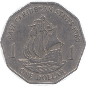 1989 EAST CARIBBEAN STATES ONE DOLLAR - WORLD COINS - Cambridgeshire Coins