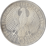 1989 GERMAN FEDERAL REPUBLIC SILVER 10 MARKS - SILVER WORLD COINS - Cambridgeshire Coins