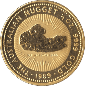 1989 GOLD 1/2 OZ NUGGET FIFTY DOLLARS AUSTRALIA - Gold World Coins - Cambridgeshire Coins