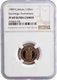 1989 GOLD PROOF HALF SOVEREIGN ANNIVERSARY (NGC) PF69 ULTRA CAMEO - NGC CERTIFIED COINS - Cambridgeshire Coins