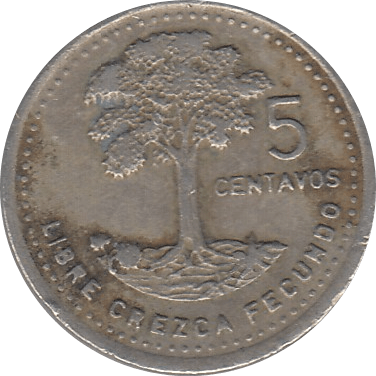 1989 GUATEMALA 5 CENTAVOS - WORLD COINS - Cambridgeshire Coins