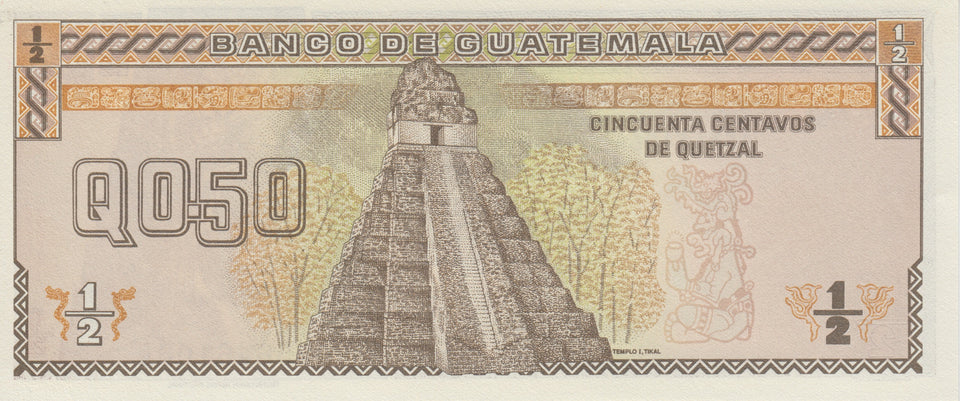 1989 HALF QUETZAL BANKNOTE GUATEMALA REF 753 - World Banknotes - Cambridgeshire Coins