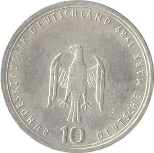1989 HAMBURG CASTLE GERMANY SILVER 10 MARKS - SILVER WORLD COINS - Cambridgeshire Coins