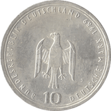 1989 HAMBURG CASTLE GERMANY SILVER 10 MARKS - SILVER WORLD COINS - Cambridgeshire Coins