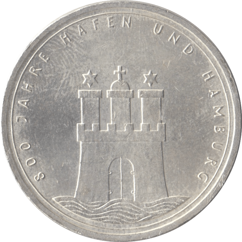 1989 HAMBURG CASTLE GERMANY SILVER 10 MARKS - SILVER WORLD COINS - Cambridgeshire Coins