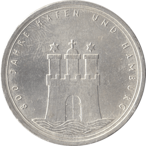 1989 HAMBURG CASTLE GERMANY SILVER 10 MARKS - SILVER WORLD COINS - Cambridgeshire Coins