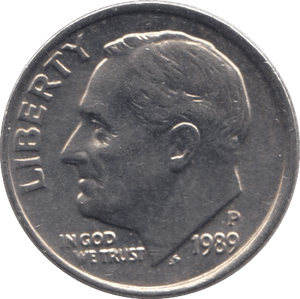 1989 ONE DIME USA PHILADELPHIA MINT - SILVER WORLD COINS - Cambridgeshire Coins