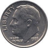 1989 ONE DIME USA PHILADELPHIA MINT - SILVER WORLD COINS - Cambridgeshire Coins