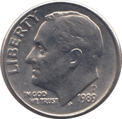 1989 ONE DIME USA - SILVER WORLD COINS - Cambridgeshire Coins