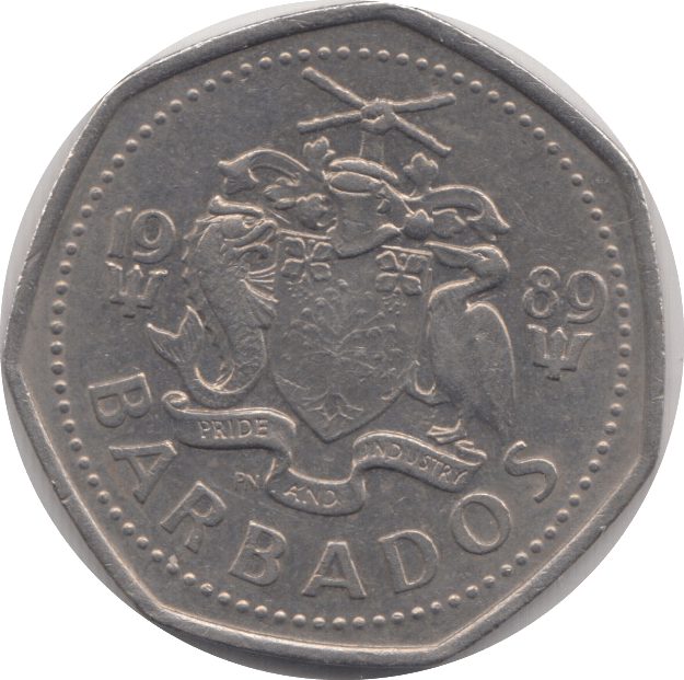 1989 ONE DOLLAR BARBADOS - WORLD COINS - Cambridgeshire Coins
