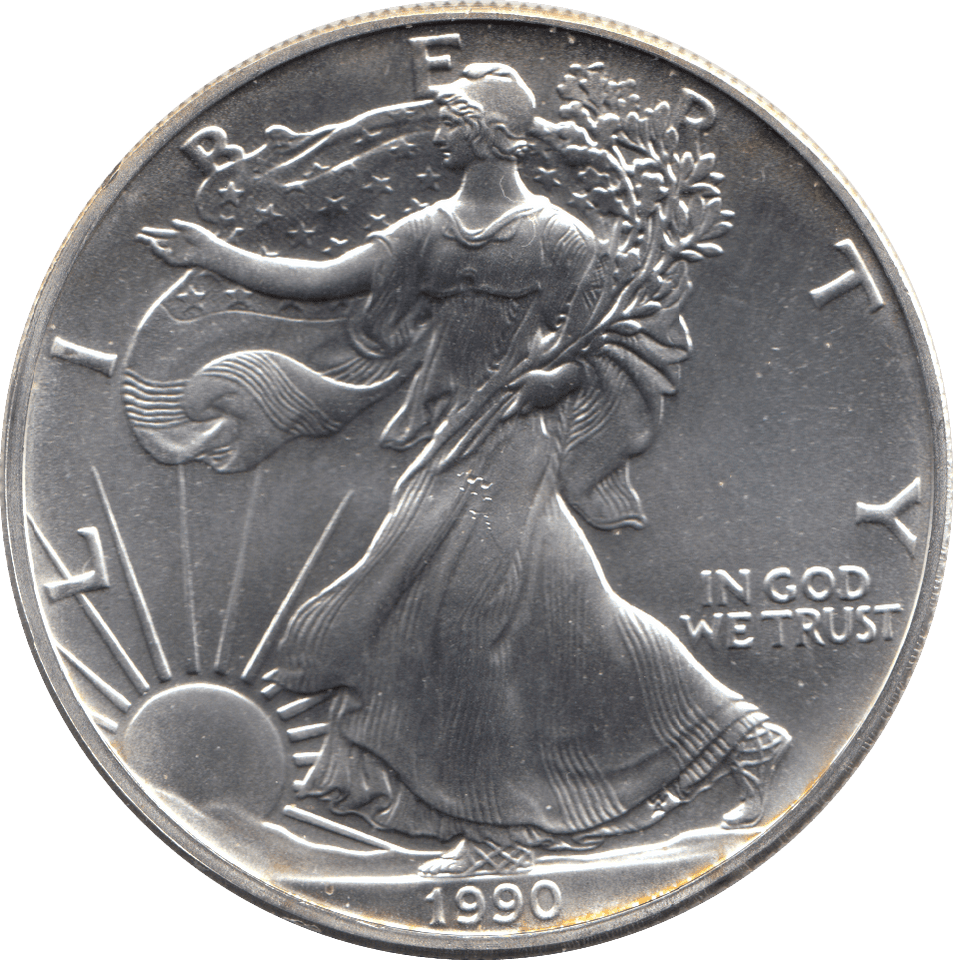 1990 AMERICAN EAGLE SILVER DOLLAR USA - SILVER WORLD COINS - Cambridgeshire Coins