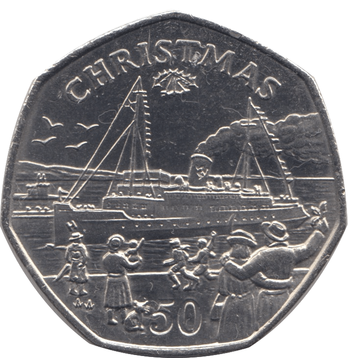 1990 CHRISTMAS 50P LADY OF MANN FERRY ISLE OF MAN - 50P CHRISTMAS - Cambridgeshire Coins