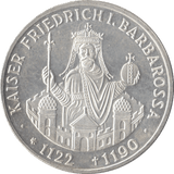 1990 KAISER FRIEDRICH I. BARBAROSSA SILVER 10 MARKS GERMANY - SILVER WORLD COINS - Cambridgeshire Coins