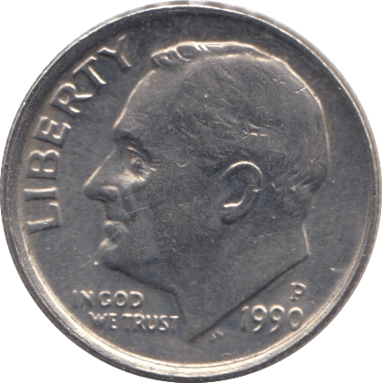 1990 ONE DIME USA PHILADELPHIA MINT - SILVER WORLD COINS - Cambridgeshire Coins