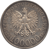 1990 SILVER 100000 ZLOTY POLAND - WORLD SILVER COINS - Cambridgeshire Coins
