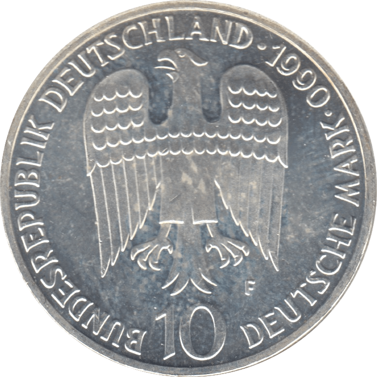 1990 SILVER GERMAN 10 MARK - SILVER WORLD COINS - Cambridgeshire Coins