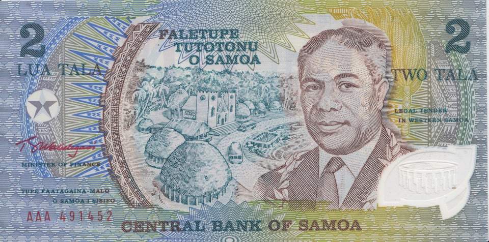 1990 TWO TALO BANKNOTE SAMOA REF 1193 - World Banknotes - Cambridgeshire Coins