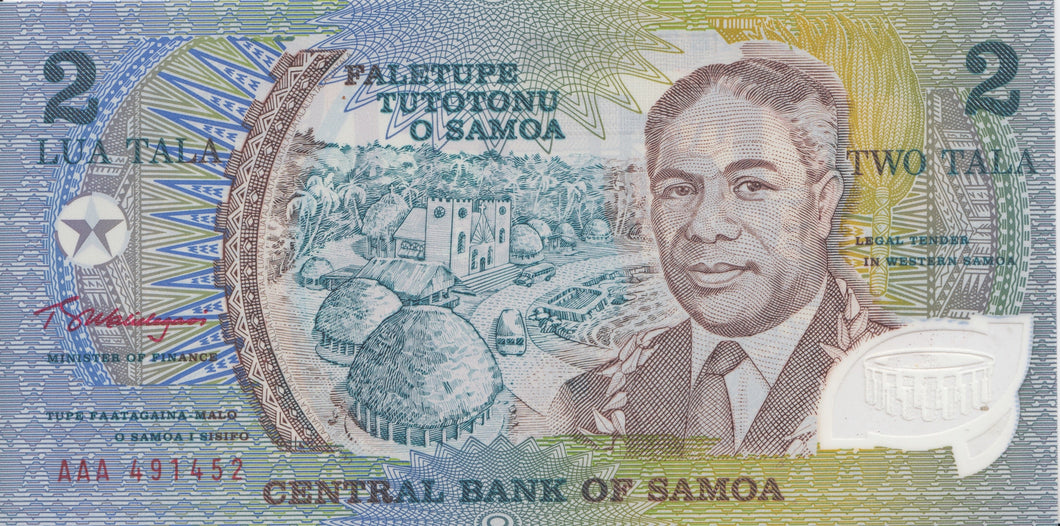 1990 TWO TALO BANKNOTE SAMOA REF 1193 - World Banknotes - Cambridgeshire Coins