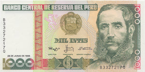 1991 1000 ORO BANKNOTE PERU REF 1075 - World Banknotes - Cambridgeshire Coins