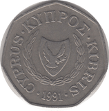 1991 50 CENTS CYPRUS - WORLD COINS - Cambridgeshire Coins