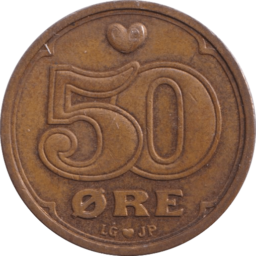 1991 50 ORE DENMARK - WORLD COINS - Cambridgeshire Coins